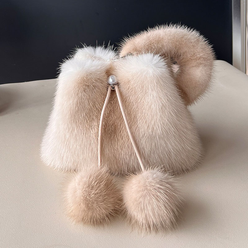 Doctor Bag Leather - Y2K Real Mink Fur Handbag Women's