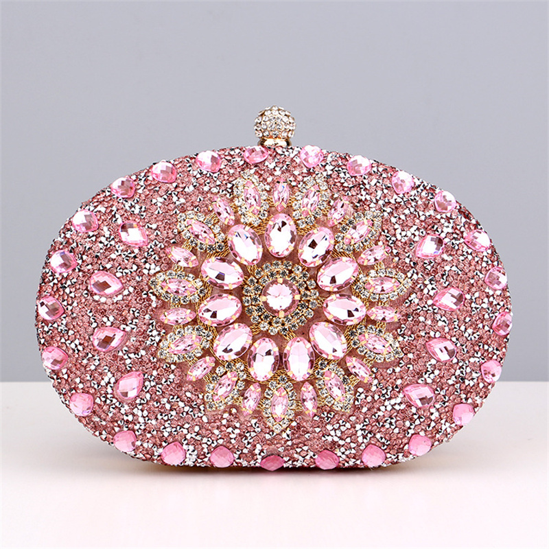 Women Bags Golden - Diamond Crystal Women Make Up Cosmetic