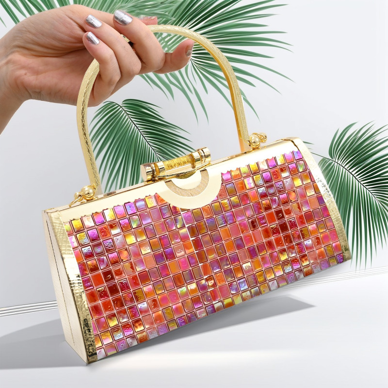 Women Bags Golden - Golden diamond set stage catwalk cheongsam