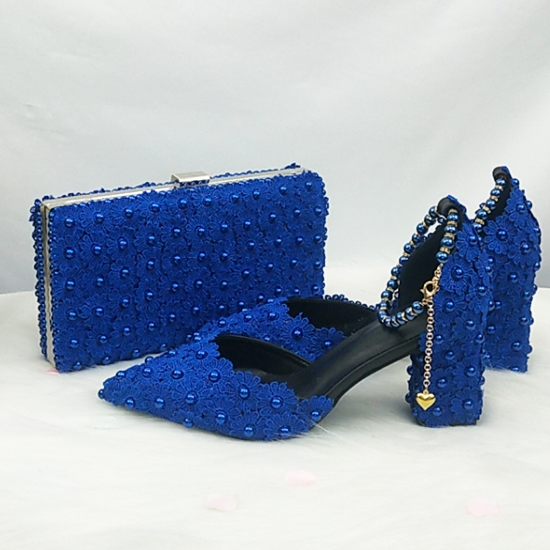 Women Bags For Wedding - BaoYa Fang blue white Beads Strap