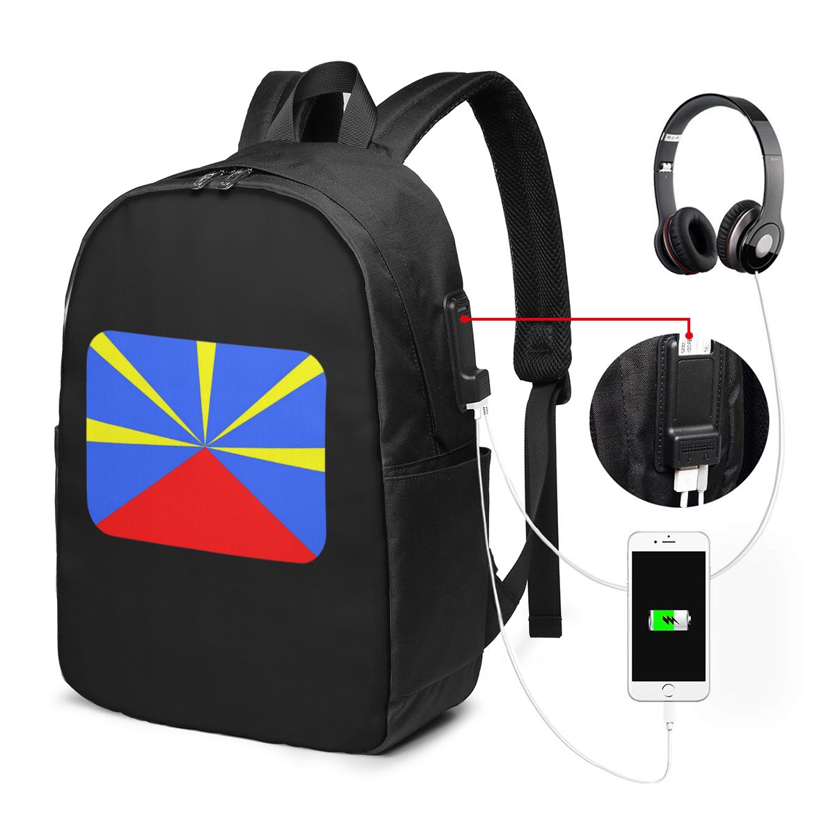 Women Bags College - 974 Reunion Island Flag Backpack Travel