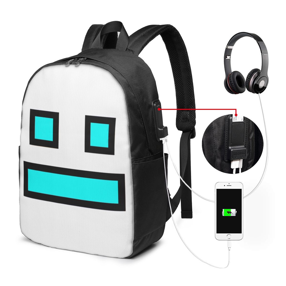 Video Game Geometry Dash Backp - Women Bags College 评论和价格