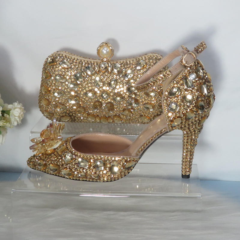 2021New  Golden crystal Bridal - Women Bags For Wedding 评论和价格