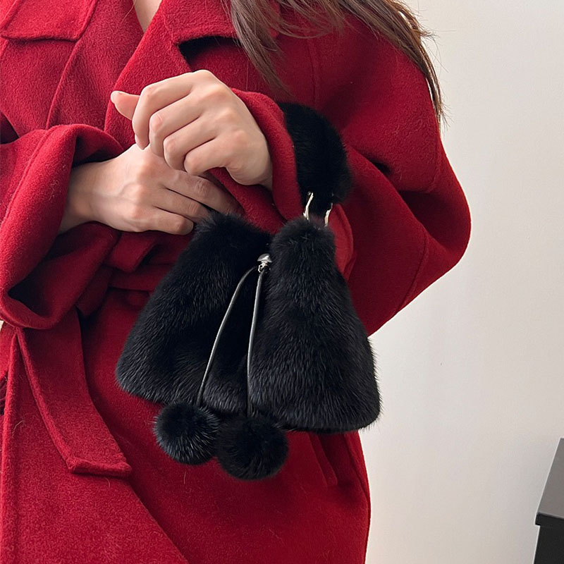 Y2K Real Mink Fur Handbag Wome - Doctor Bag Leather 评论和价格