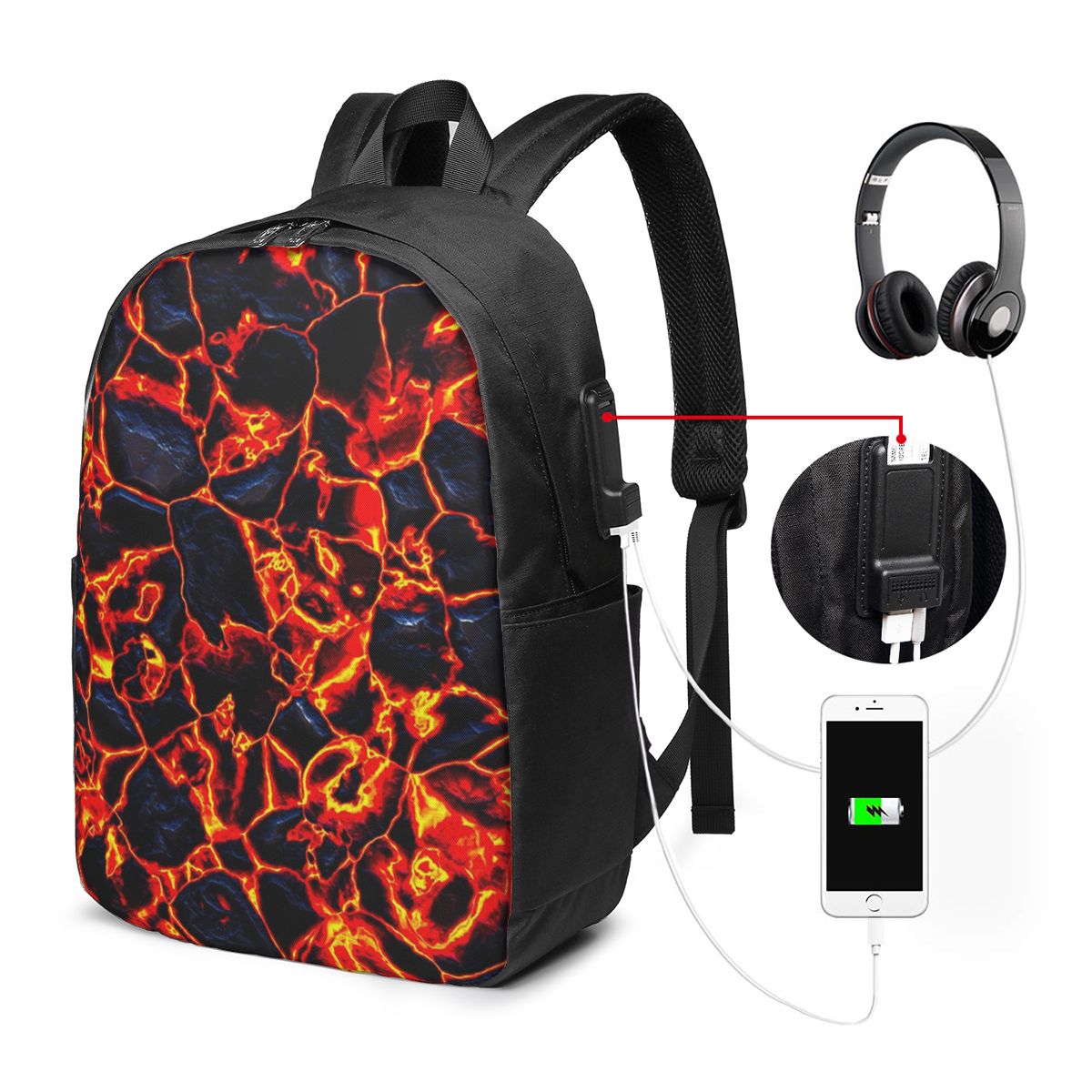 Magma Volcano Lava Fire Backpa - Women Bags College 评论和价格