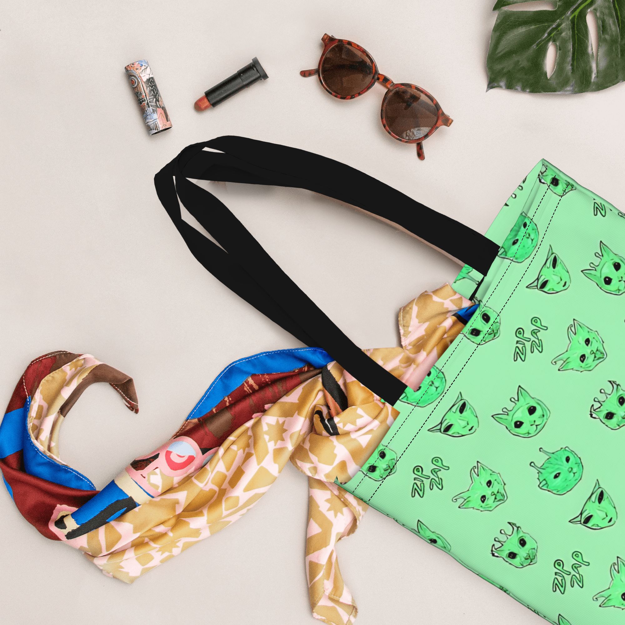 Cat meme Alien Cat Zip Zap Mem - Women Bags Zip 评论和价格