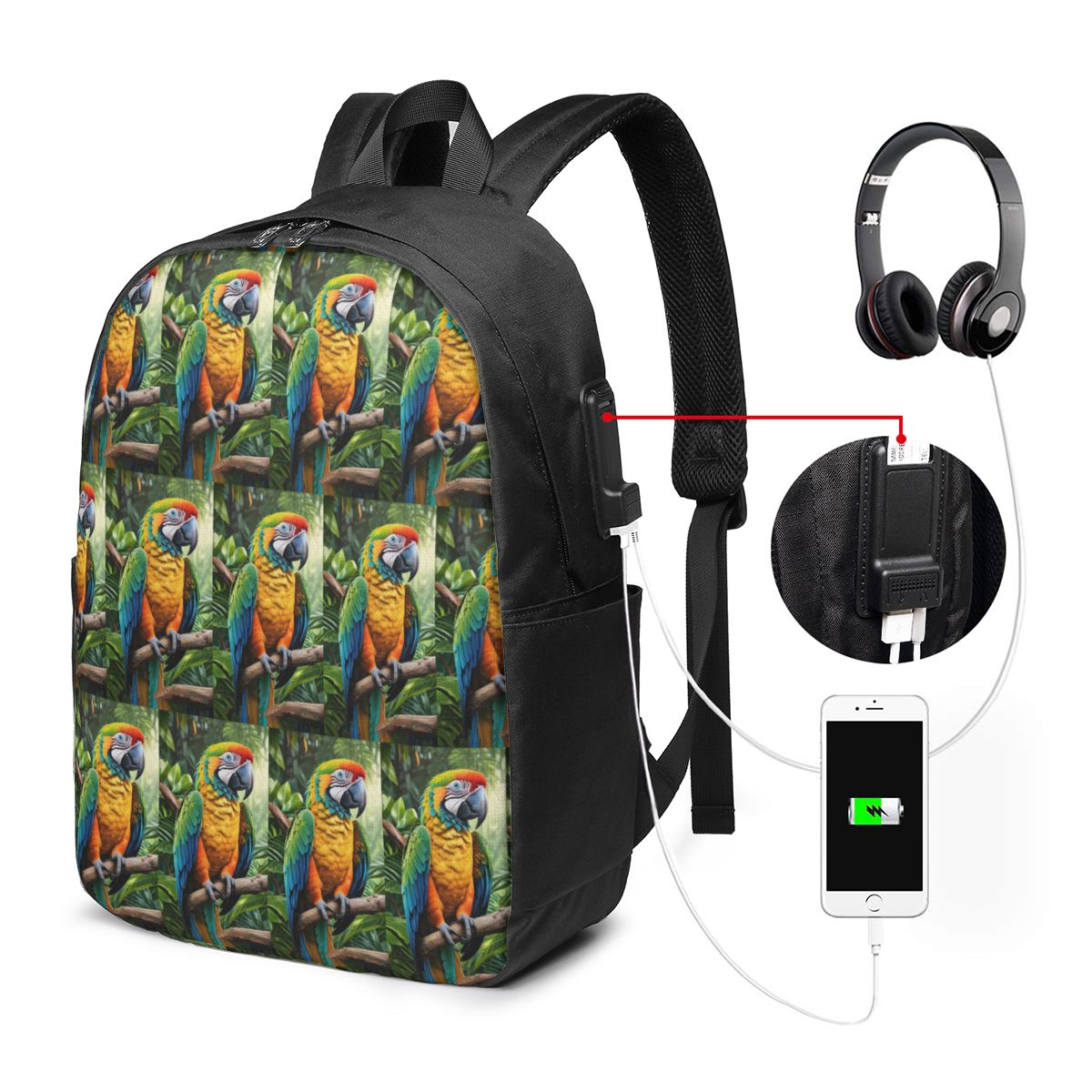 Cute Macaw Parrots Backpack Tr - Women Bags College 评论和价格