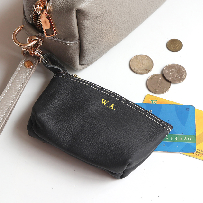 Cowhide Zip Coin Pouch Custom  - Women Bags Zip 评论和价格